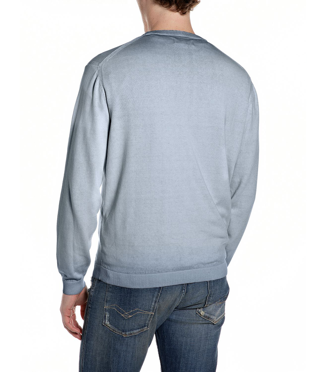 オンブレコットンクルーネックロングスリーブセーター 詳細画像 グレイッシュブルー 2